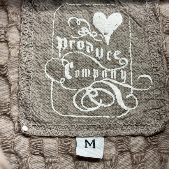 Produce Company Tan Jacket Sweater Cardigan M Lagenlook Waffle Knit - Picture 3 of 7